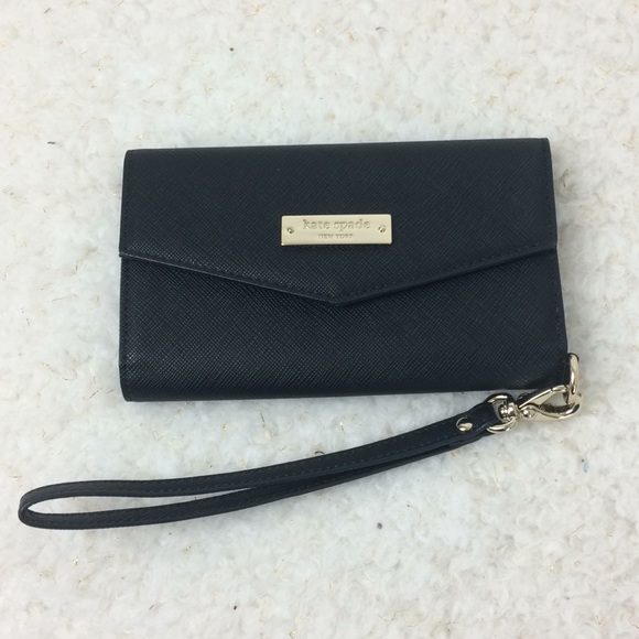 kate spade Handbags - Kate Spade Wristlet black with gold logo